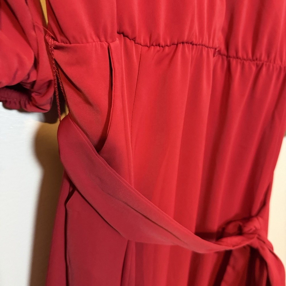TORRID Red Tea Length Studio Refined Woven Button-Down Dress 3 3X 22-24 Pockets - Picture 7 of 7